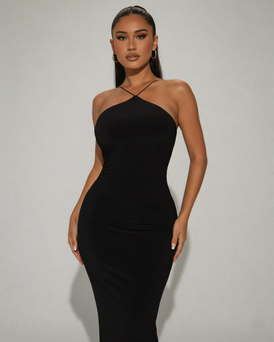 NORA Open-Back Bodycon Maxi Dress